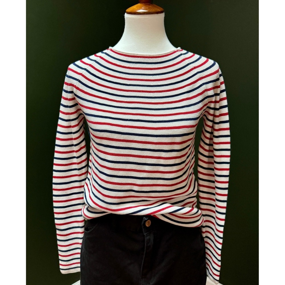 Vineyard Vines Striped Knit Top Red White Blue Long Sleeve Pullover Size M‎